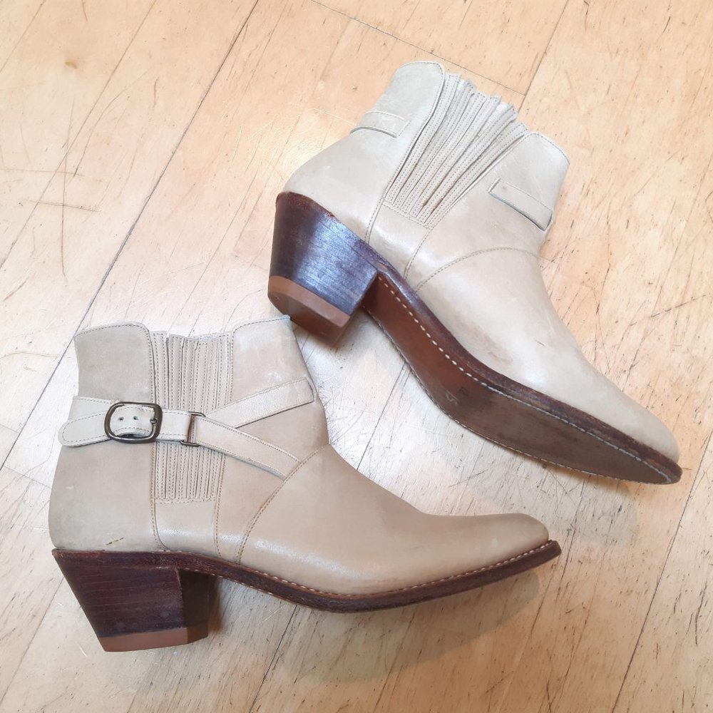 Cole Haan cream leather boots / western booties